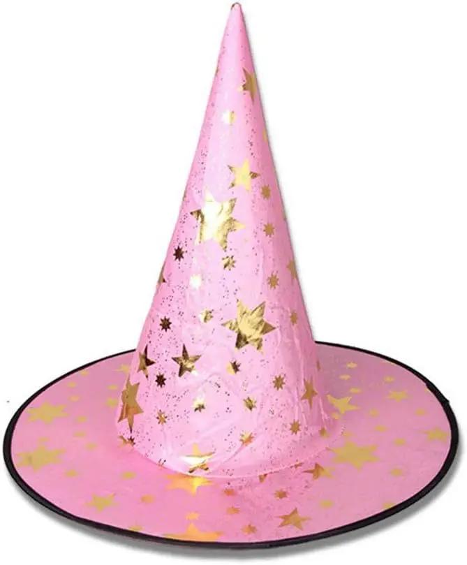 

Шляпа на Хэллоуин, шляпа ведьмы, реквизит для вечеринки на фестивале привидений, черная шляпа с пятиконечной звездой для детей и взрослых, остроконечная шляпа фокусника