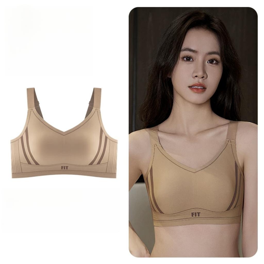 Seamless Gathering Bra Women's Sports Bra with Lift Anti-sagging Full-cup Folding and Thin Lingerie Push Up Bra