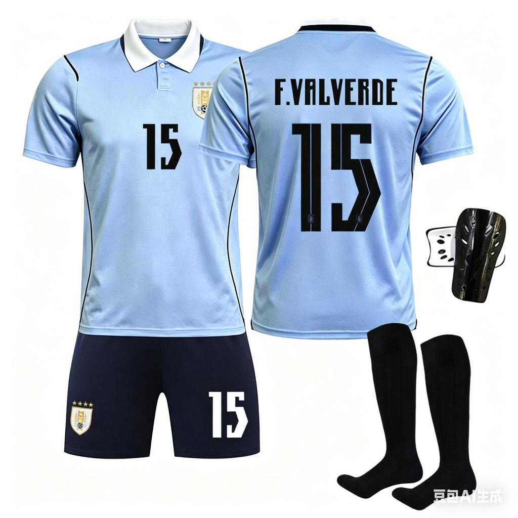 World Cup Uruguay Home Football Jersey Set No. 9, Jersey.