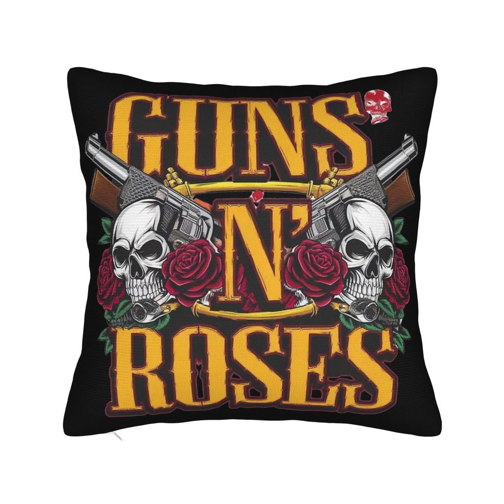 G-Guns N Roses Logo Rock Band Pillowcase Printing Cushion Cover Gift Skull Throw Pillow Case Cover Living Room Zippered 45X45Cm