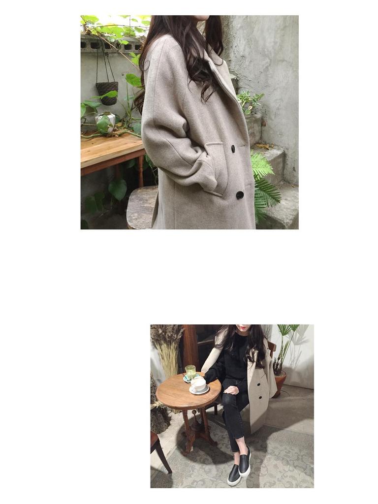 2025 Autumn/Winter Korean Style Slimming Plus Size Mid-Length Wool Coat