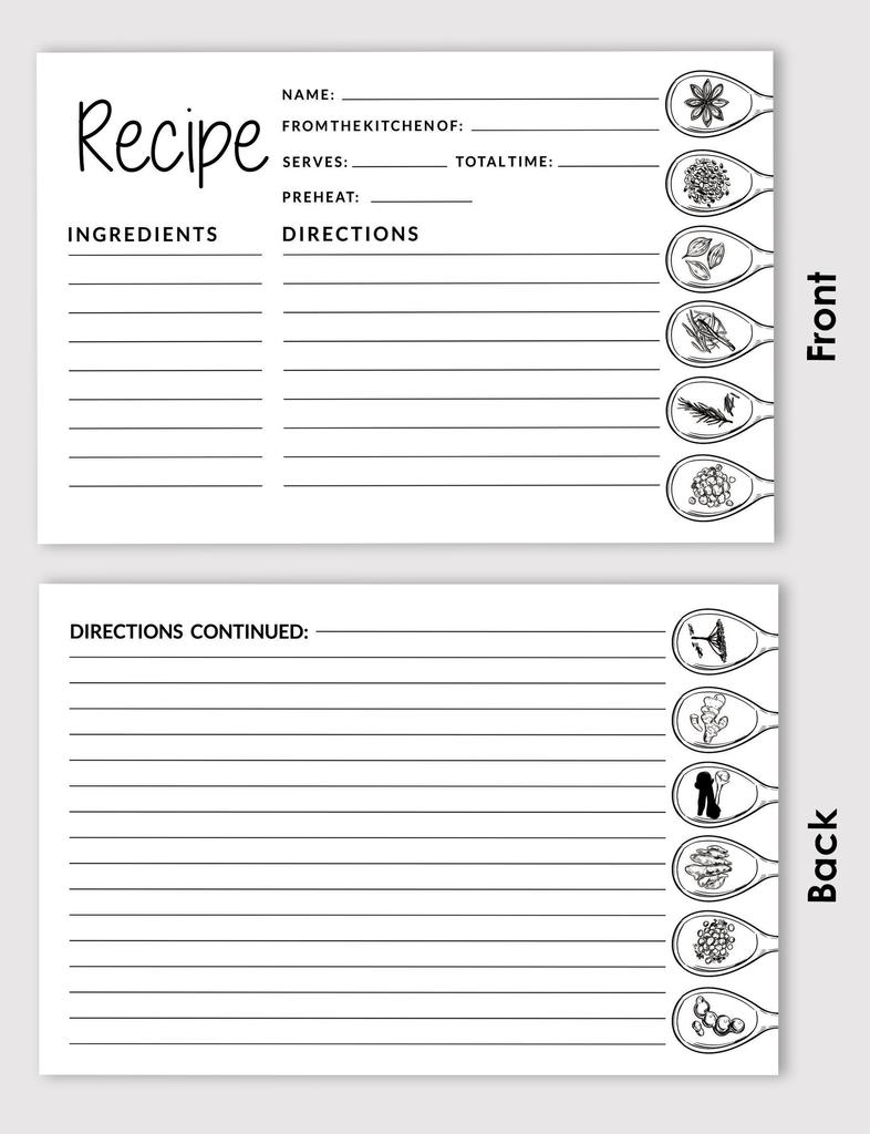 Inkdotpot Cartoline Ricetta 4x6 Pollici (Set di 50) , Cartoncino Premium Spesso a Doppia Faccia - Biglietti Ricetta Bianchi Stile Moderno