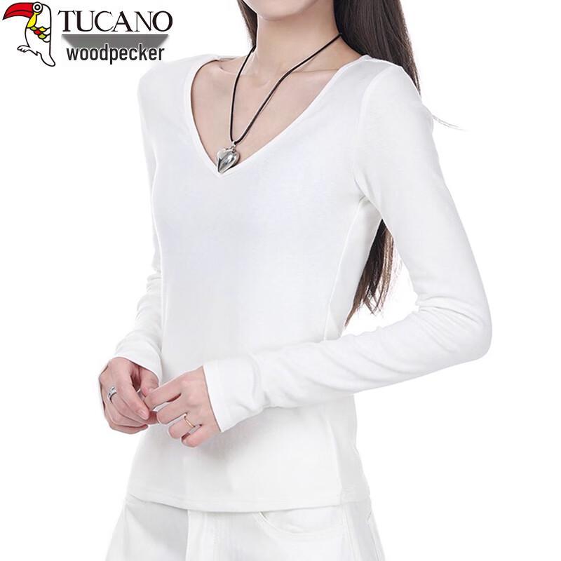 Woodpecker Women's V-Neck Slim Fit Long Sleeve T-Shirt