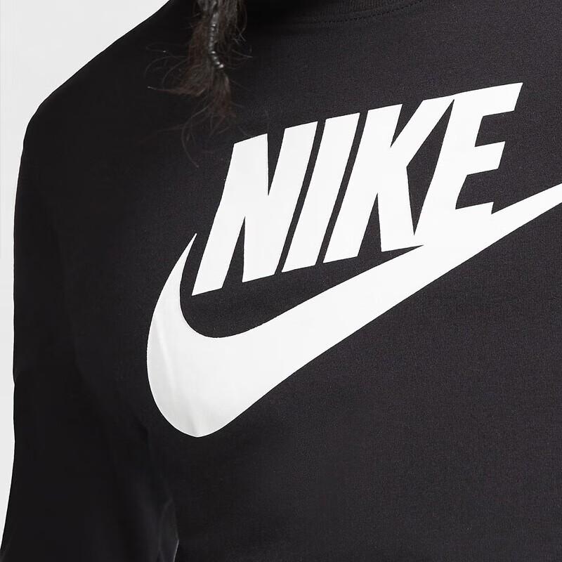 Nike Logo Print Rundhals Langarm T-Shirt Herren Oberteile Schwarz CI6291-010