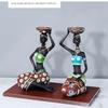 2 Stück Vintage Afrikanische Frauen Statue Kerzenhalter Harzfiguren Passend für Kerzen bis 3,5 cm Durchmesser