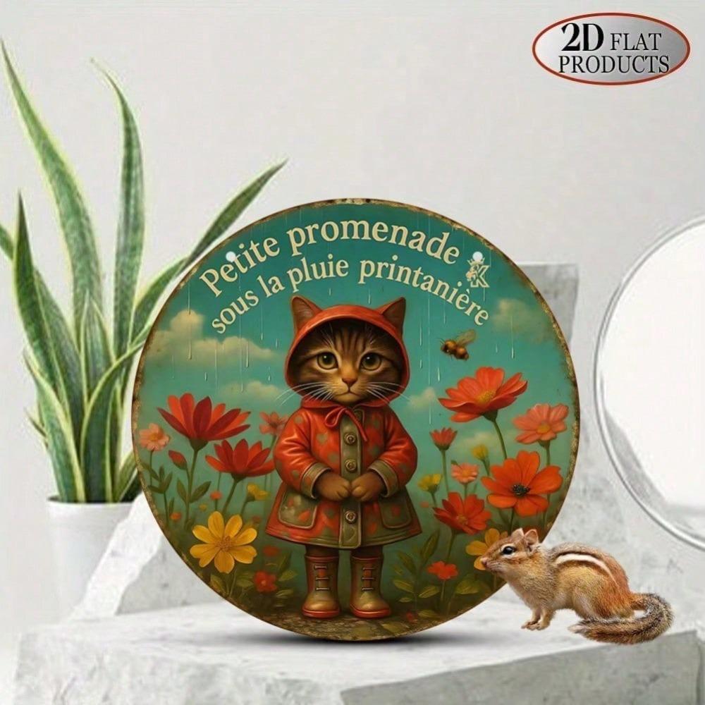 Vintage Kitten Metal Sign Garden Decor Aluminum Plaque for Bedroom Cafe Wall Art