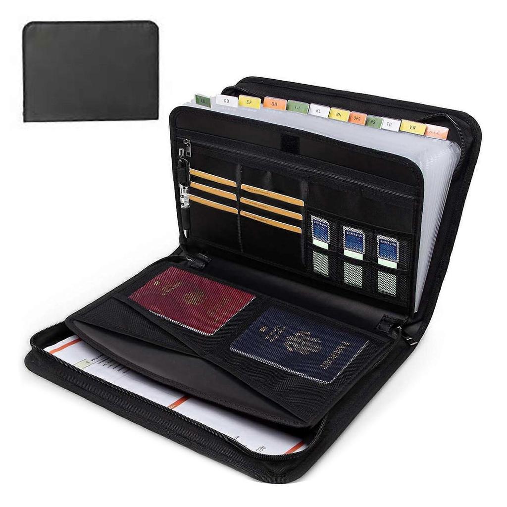 Fireproof Accordion File Organizer Folder with Zipper Labels Organ Storage Double Zipper Documents Storage Folder with 12 Label Slots.