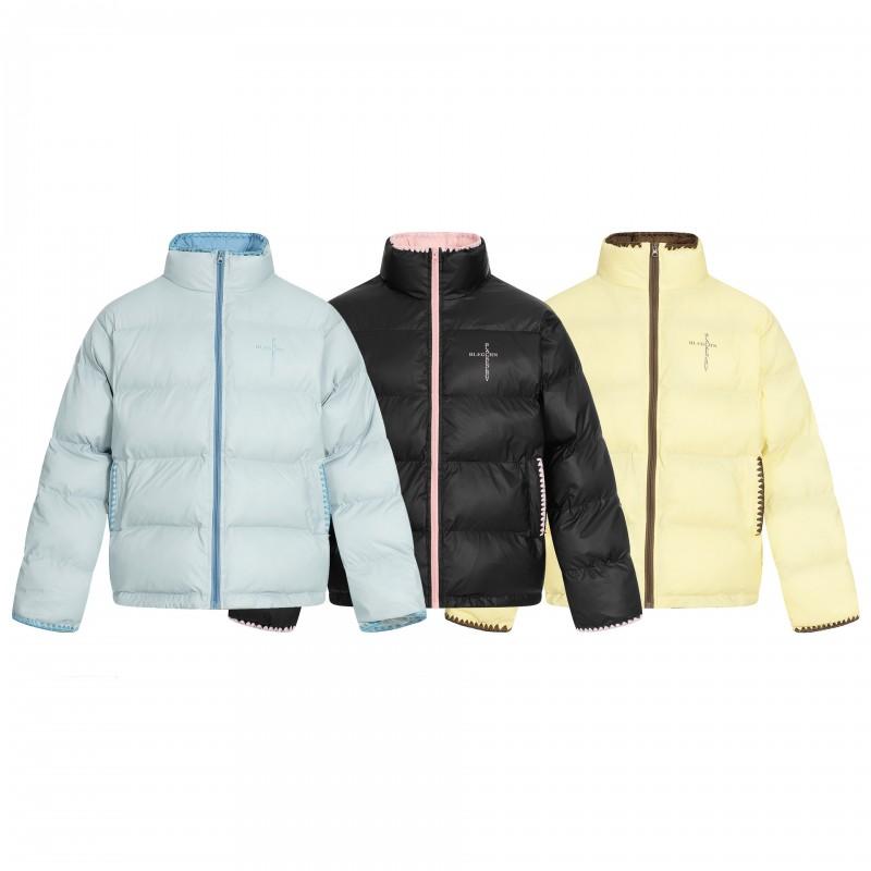 Unisex Oversized Puffer Jacket With Contrast Zipper Warm Winter Coat Men Women