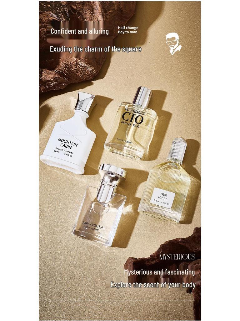 Euro-Asia MG Silver Charm Men's Perfume Set - Fresh Mountain Spring, Light & Elegant, Four-Piece
