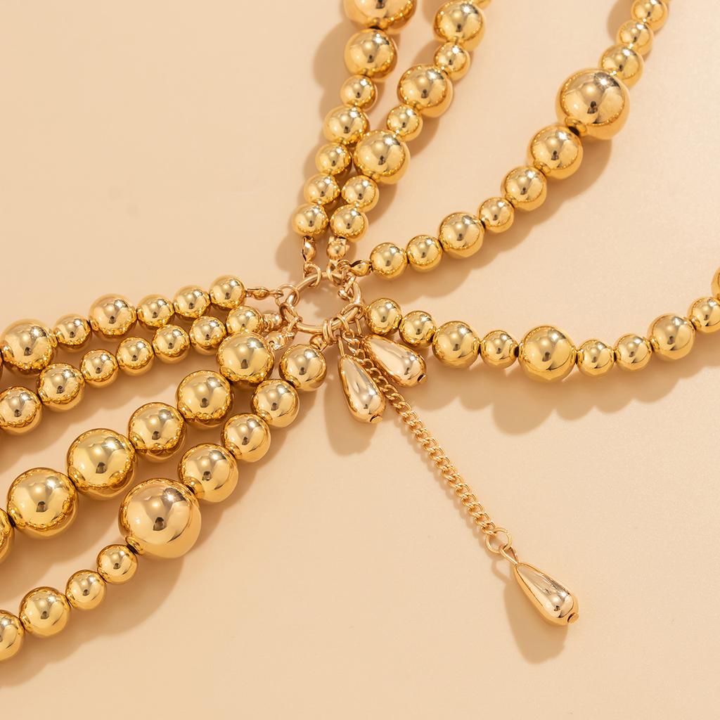 Sweet And Cool Hot Girl Imitation Pearl Hollow Tassel Ethnic Style Clothing Necklace Sexy Nightclub Style Multi-layer Body Chain For Women