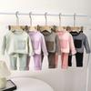 2pcs/set Children Homewear Sleepwear Outfit Autumn Kids Plaid Loungewear Set Boys Girls Thermal Underwear Pajama Set
