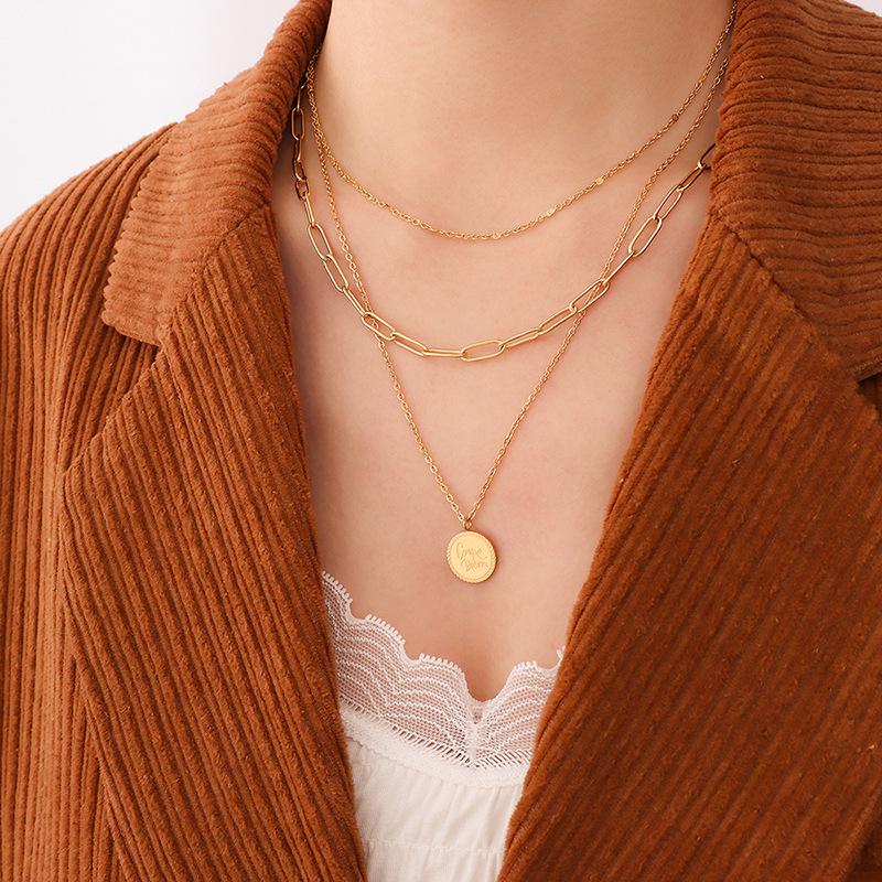 Versatile English Letter Pendant Necklace: Titanium Steel Clavicle Chain Jewelry