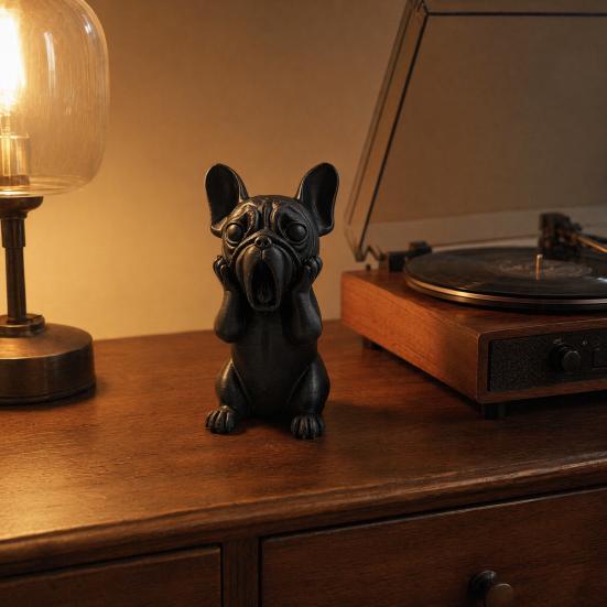 3D Printed French Bulldog Figurine Screaming Dog Decorative Sculpture Puppy Statue for Car