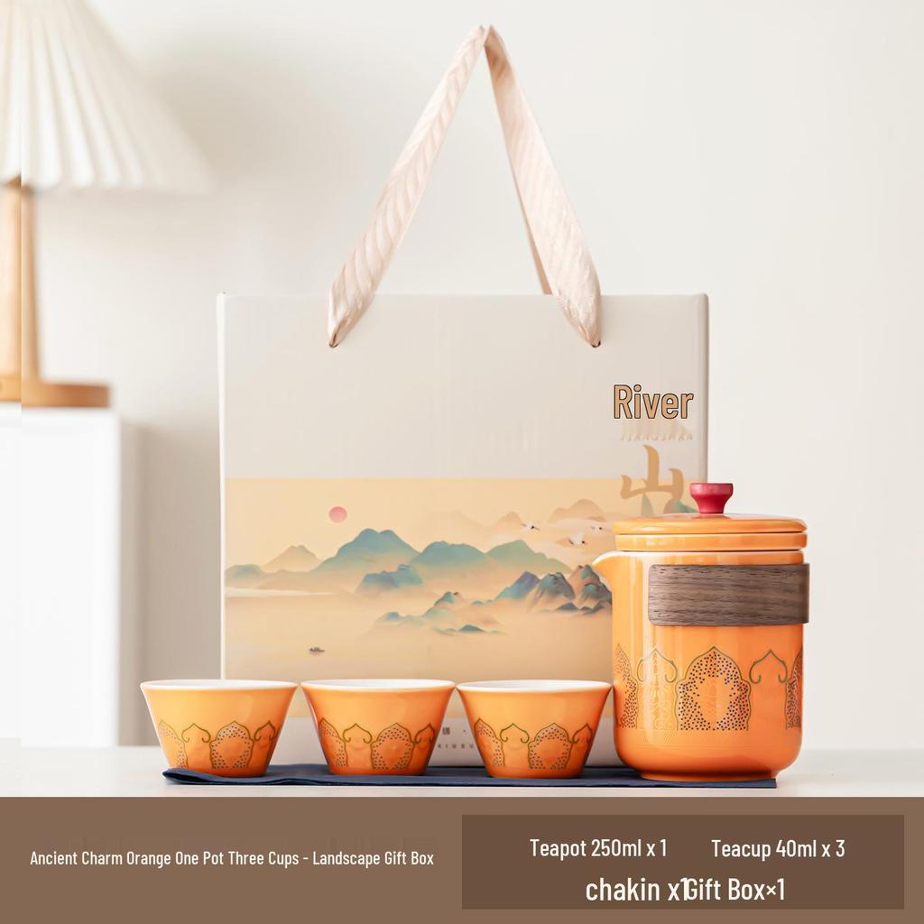 Portable Ceramic Travel Tea Set - Outdoor, Camping, Custom Souvenir Tea Brewing Kit with Kuaike Cup