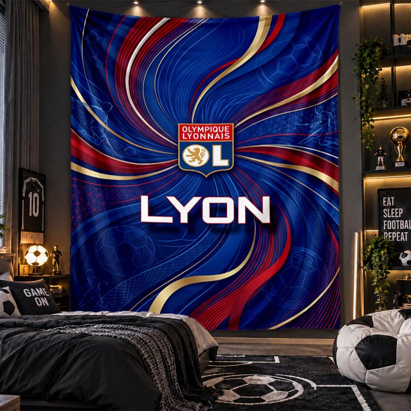 Wall Hanging Tapestry Lyon FC Print Cloth for Living Room Bedroom Home Decor