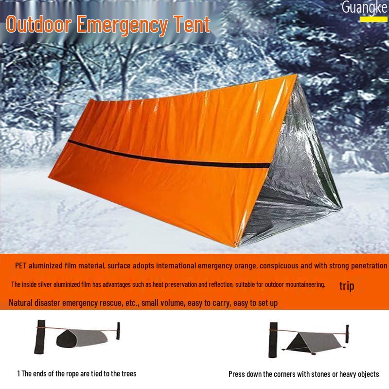 Portable Emergency Insulated Survival Tent with Aluminum Film Blanket for Camping and Mountaineering