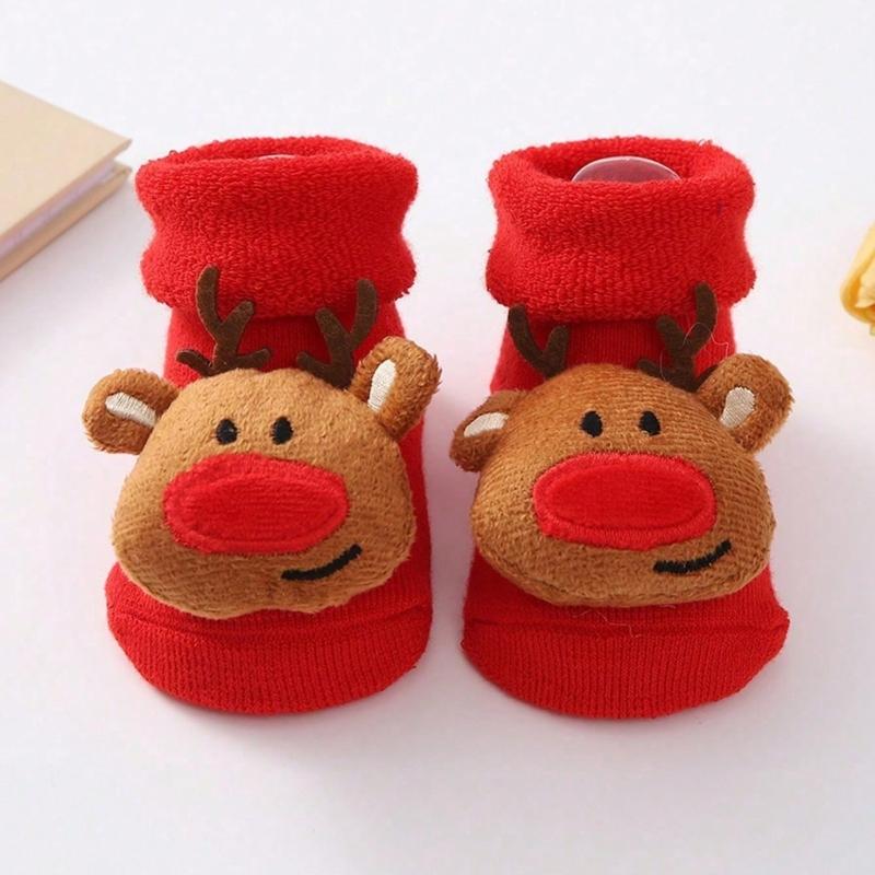 Terry Socks for Infants 0-12 Months Christmas Pattern Warm Cotton Socks Warm & Protective Socks for Indoor & Outdoor Use