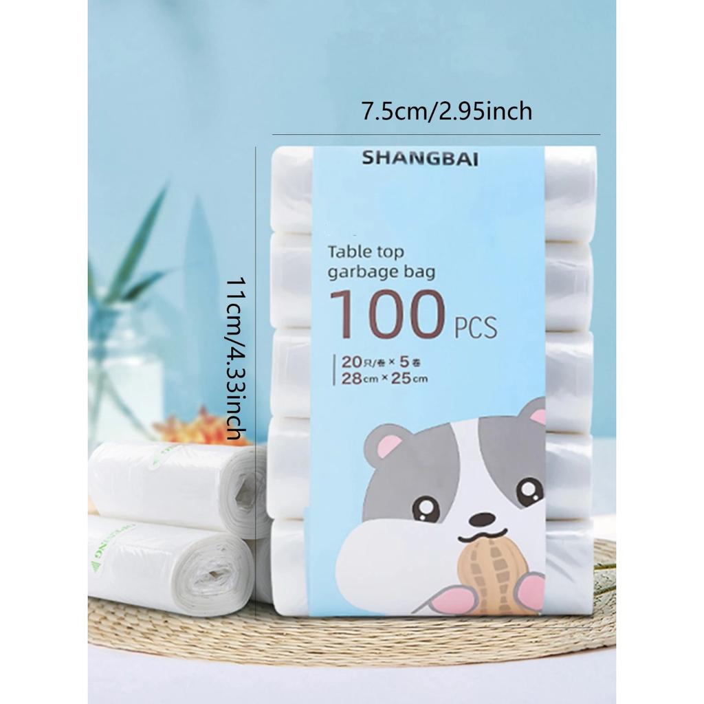 100 ADET Kalın Masaüstü Küçük Çöp Torbaları Ev Araba Mini Tek Kullanımlık Plastik Çöp Torbaları Çöp Torbası