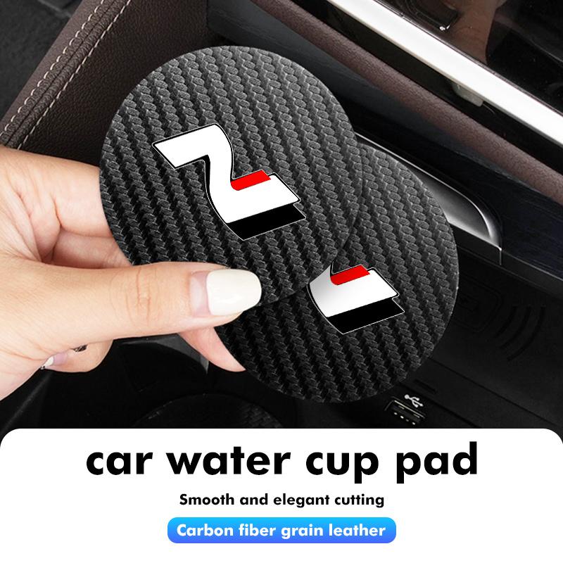 Carbon Fiber Car Coaster Water Cup Mat Drink Anti-slip Pad For Hyundai N Line i10 I10 2008 2009 2010 2011 2012 2013 2019 Equus T1