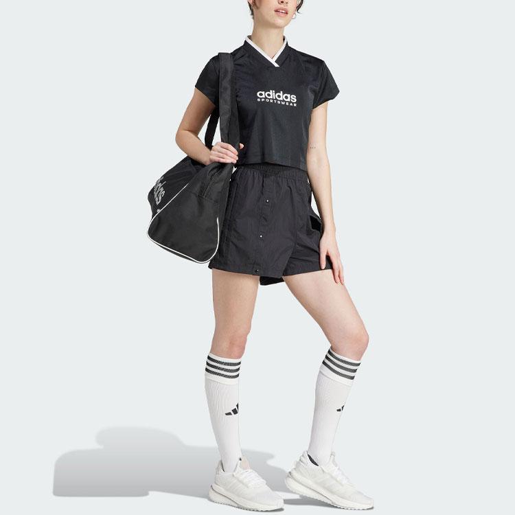 Adidas Tiro Snap-Button Shorts With Monochrome Logo And Elastic Waist Women Shorts Black IB4757