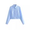 Spring 2024 Women's European & American Style Loose Turn-Down Collar Shirt: Elastic Waist, 3 Colors Available