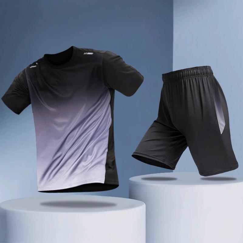 

Мужской быстросохнущий летний спортивный костюм: Футболка и шорты из ледяного шелка для баскетбола, футбола, бега, тренировок M