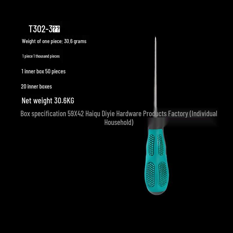 Rubber Handle Chrome-Vanadium Steel Phillips Flathead Screwdriver Reamer T302