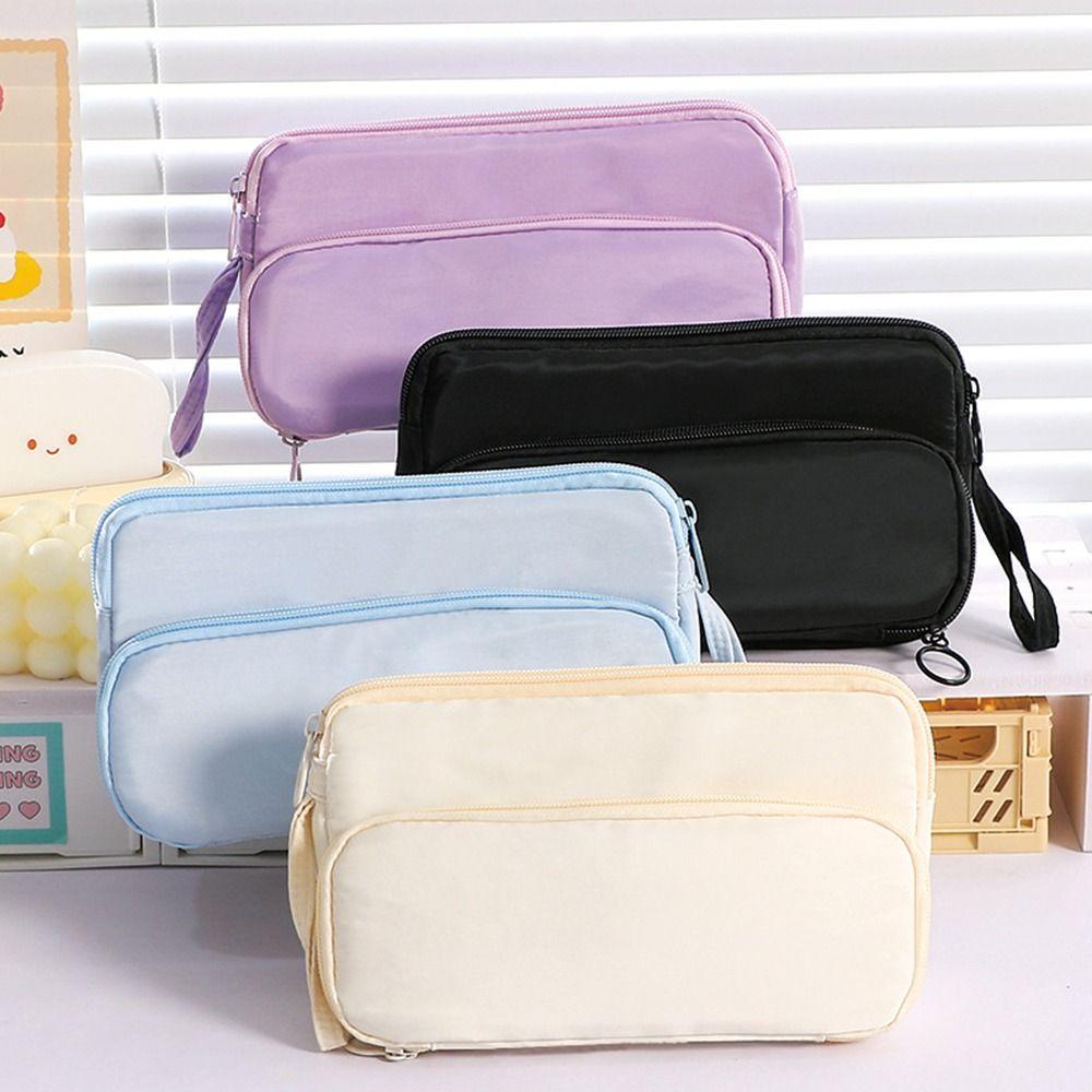 Multifunctional Staircase Type Pen Bag Double Layers Large Capacity Stationery Bag Pencil Case Students