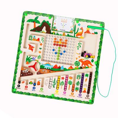 Labirinto Magnético para Crianças, Brinquedo Montessori Quebra-Cabeça de Tabuleiro Magnético, Brinquedo de Labirinto de Dinossauro de Madeira para Crianças, Brinquedo Educacional, Desenvolve a Coordenação Mão-Olho e