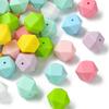 DanLingJewelry 50Pcs 17mm Hexagon Silicone Beads Large Colorful Polygonal Hexagonal Silicone Rubber Loose Beads for Pen Lanyard DIY Jewelry Making