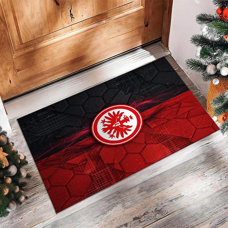 Eintracht Frankfurt Voetbal Print Kristal Fluweel Tapijt, Comfortabel Waterabsorberend Antislip Binnen Vloerkleed