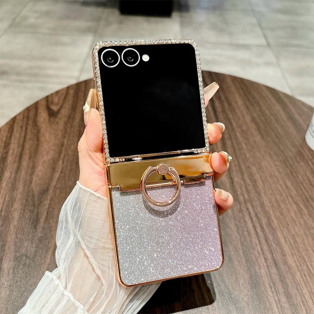 For Samsung Galaxy Z Flip7 5G Case Glitter Design Rhinestone Decor Hard PC Phone Cover