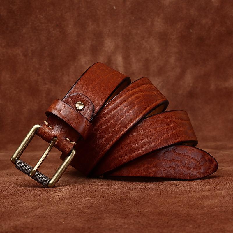 

Ретро Утолщенный Ремень из Грубой Воловьей Кожи Дикого Типа Мужской из Натуральной Кожи с Узором Усадки Первый Слой Воловьей Кожи Узор Дерева Грубый Персонализированный Ремень 130cm