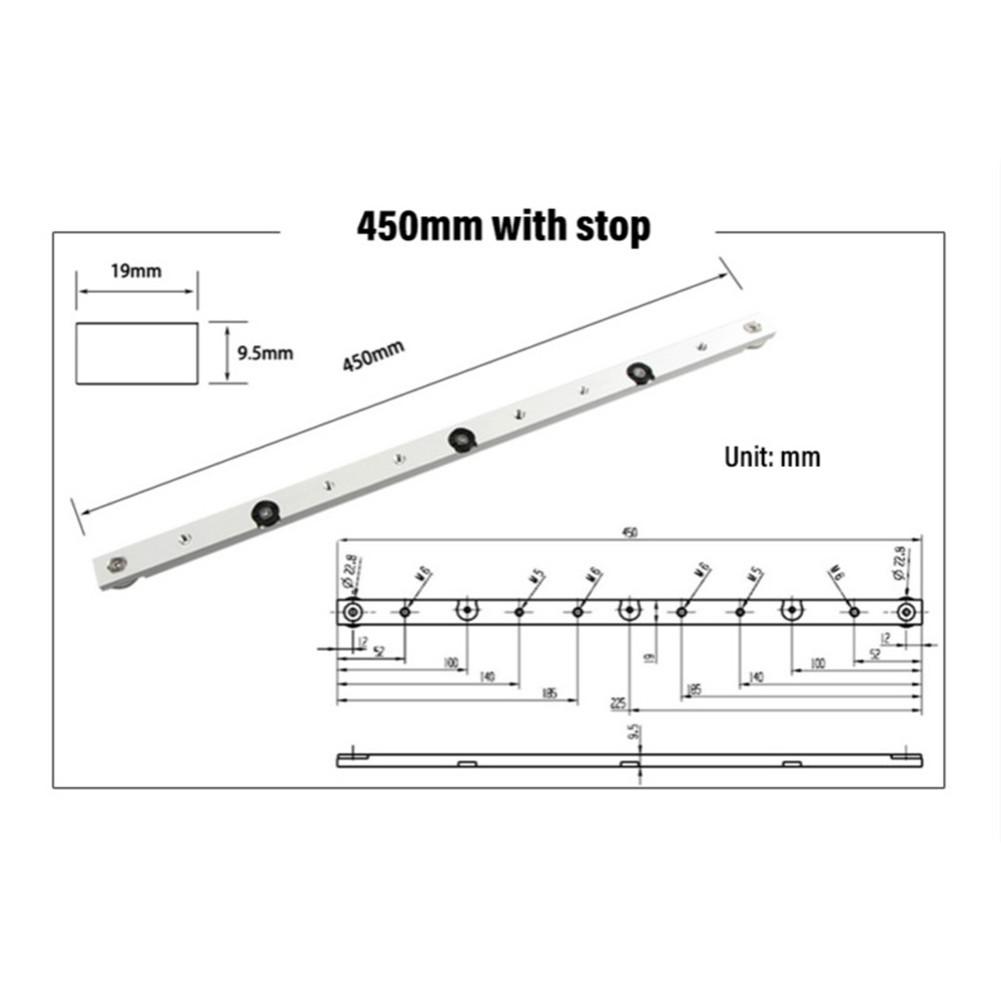 T track Aluminium Alloy Miter Track Miter Bar Slider Table Saw Miter Silver
