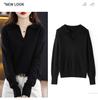 Women's Loose Polo Sweater: 100% Wool Knitwear with Soft Feel, Ideal for Autumn/Winter As Base Layer, Pure Wool Collar.