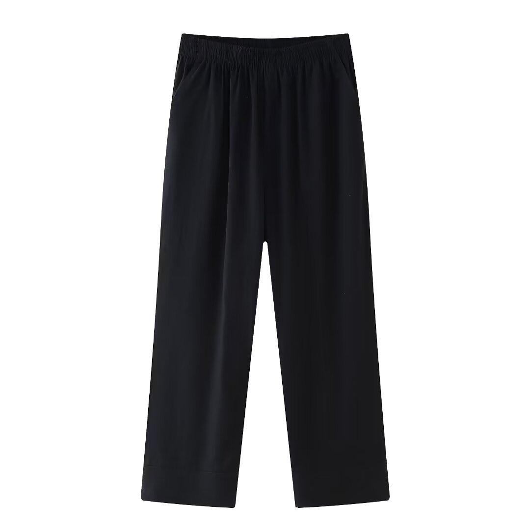 

Летний женский двубортный комплект в стиле кимоно и прямые брюки 2024 года Small