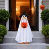 23 Inch Halloween Porch Goose Ghost Costume with Witch Hat and Pumpkin Basket for Porch Yard Holiday Decor