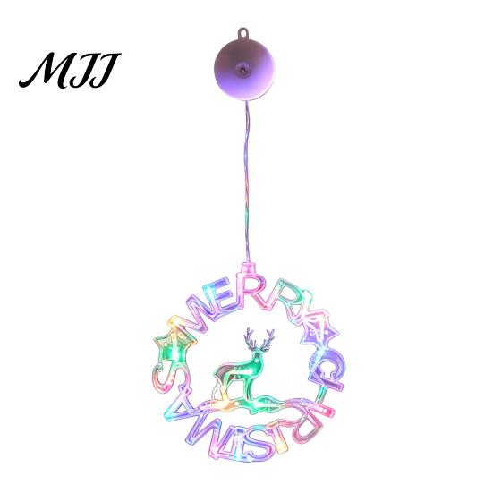 No Drill Glass Wall Decor LED Christmas Star Window Light, Tree Letter Suction Cup Hanging Lamp Versatile Party Venue Decorations for