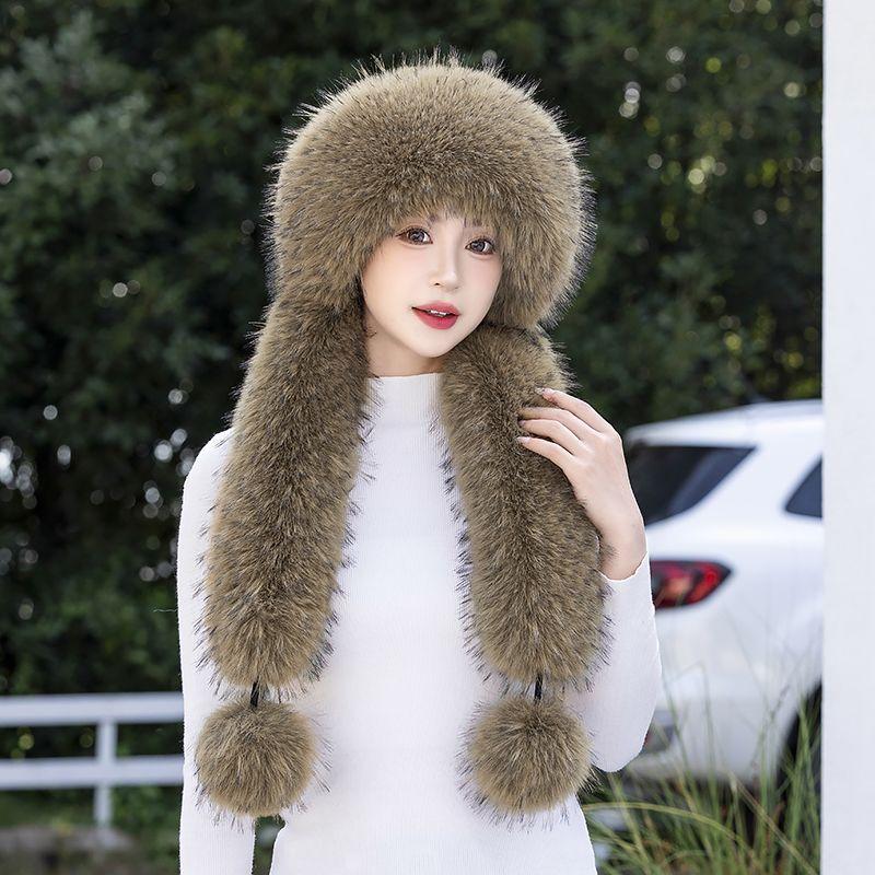 Winter New Warm Hat Scarf Integrated Thickened Cold-proof Windproof Neck Protection Cycling Headhat Fashionable Women's Hat
