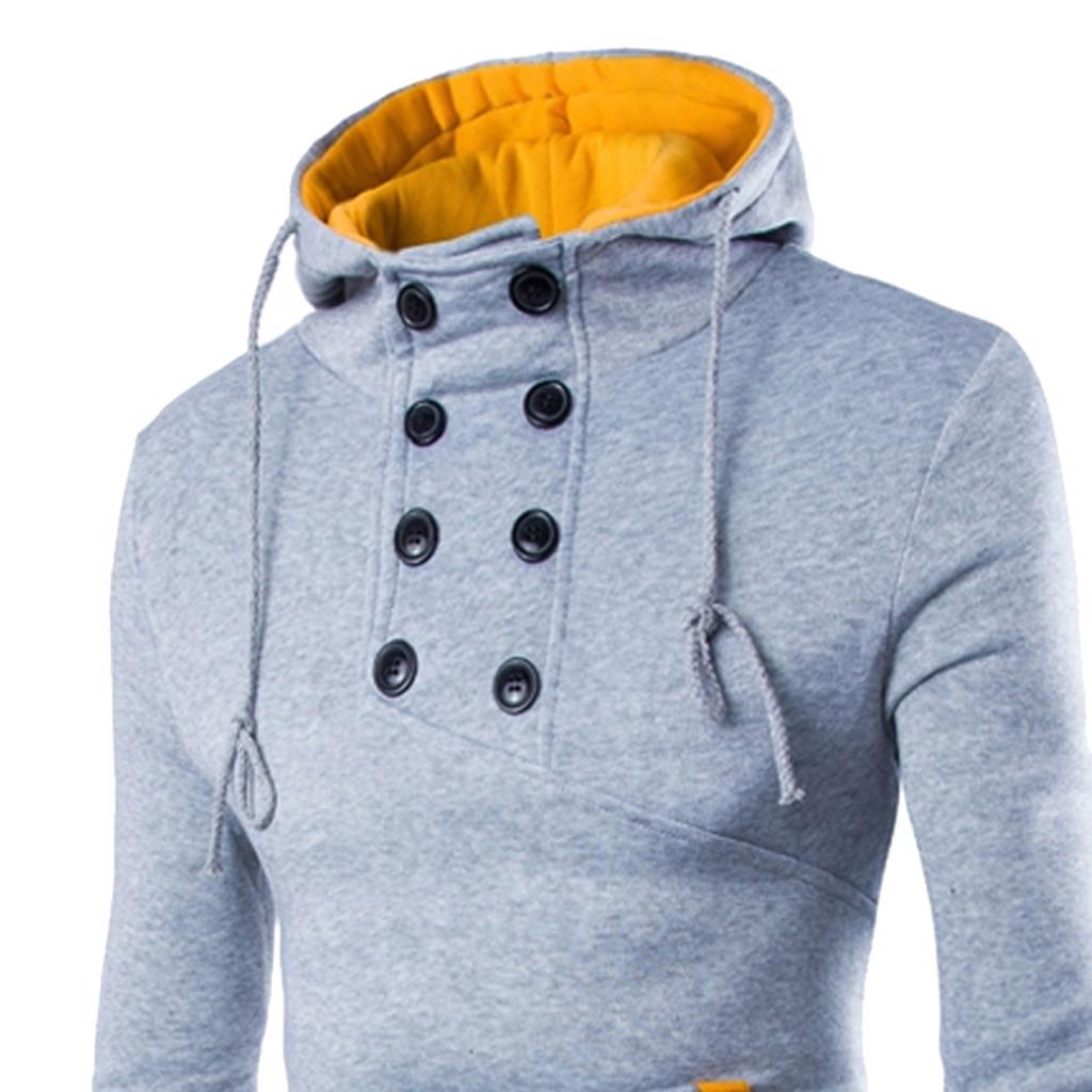 Men  Long Sleeve Patchwork Hoodie Hooded Sweatshirt Top Tee Outwear Blouse