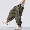 (Proiettore)Pantaloni casual in lino e cotone moda da uomo Leggings elastici con gambe larghe larghe