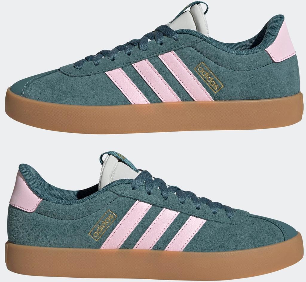 Women's Adidas VL Court 3.0 Preloved Teal/clear Pink/gold Metallic Sneakers