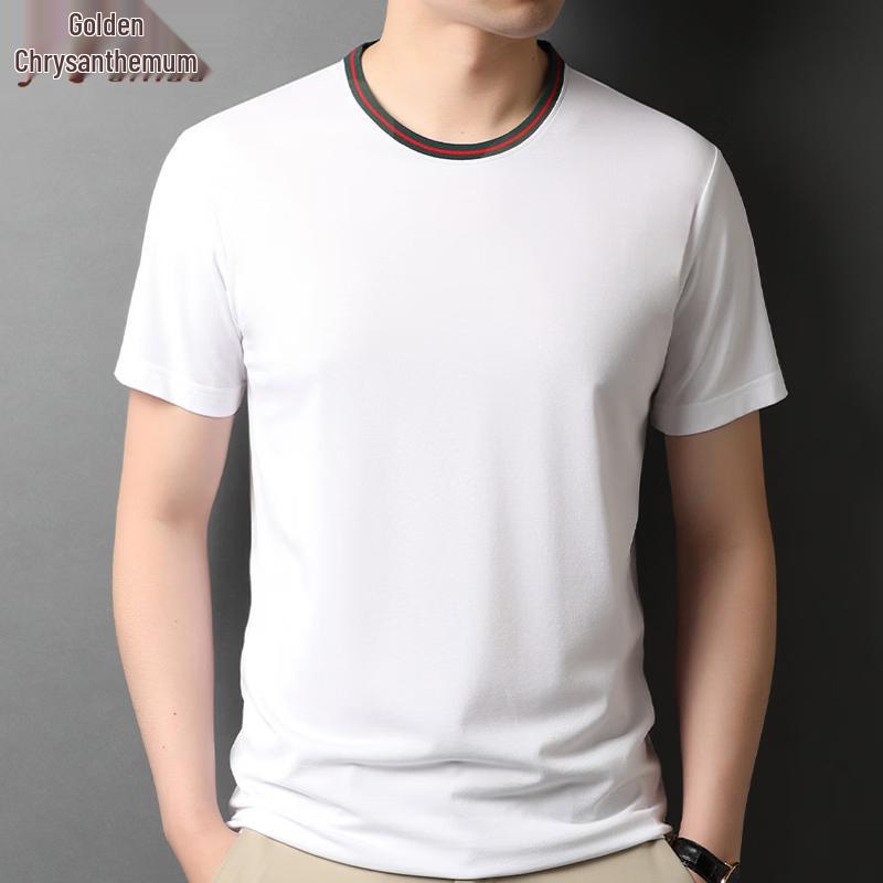Men's Silk Blend Short Sleeve Round Neck T-shirt