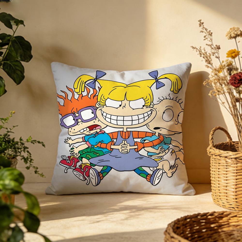 Trendy RRugratses Cushion Cover Versatile DoubleSided Pillow Case Fit for Sofa Bed Car Daily Decor