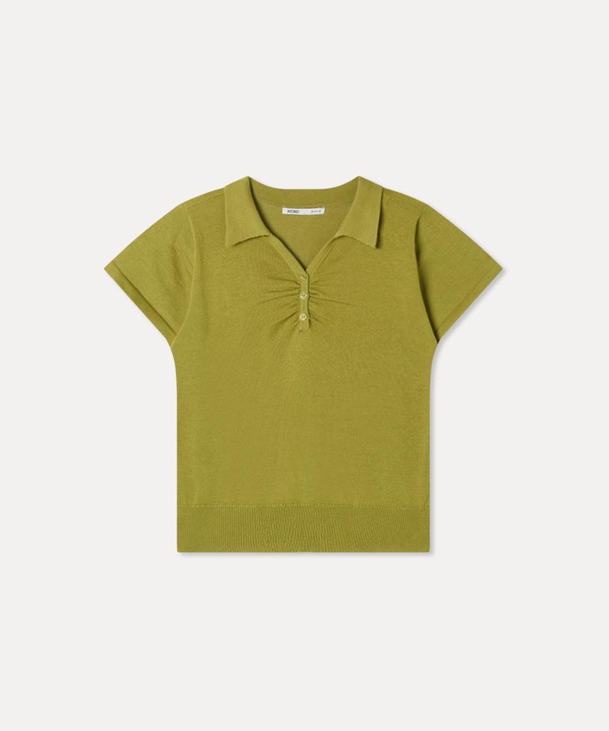 MIXXO Open Collar Button Detail Short Sleeve Knit_Miwkag624T