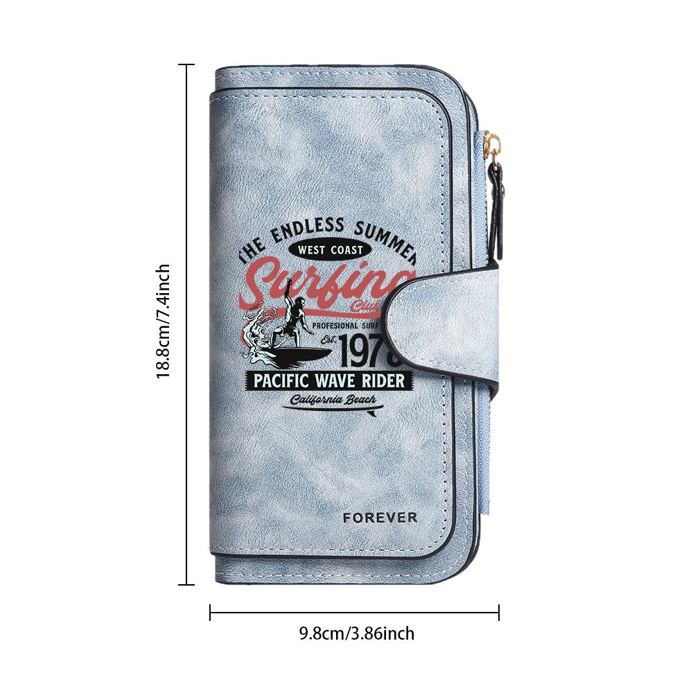 Casual Long Wallet Surfing Style Purse Large Capacity Portable Fashion Card Holder Daily Use Gift