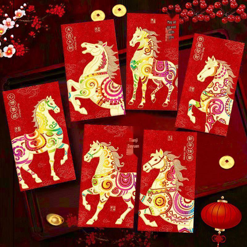 2026 Year of the Horse Red Envelope Bags - Short & Long Festive Shapes for Spring Festival