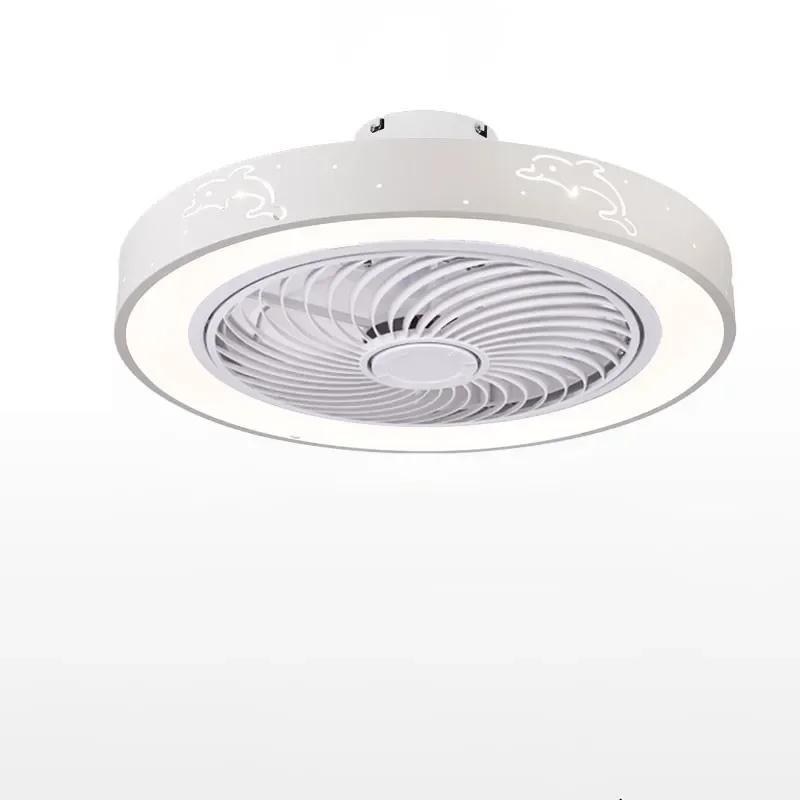 Modern Minimalist Living Room Ceiling Fan Light White LED Chandelier Remote Control Dimmable Bedroom Living Room Fan with Light