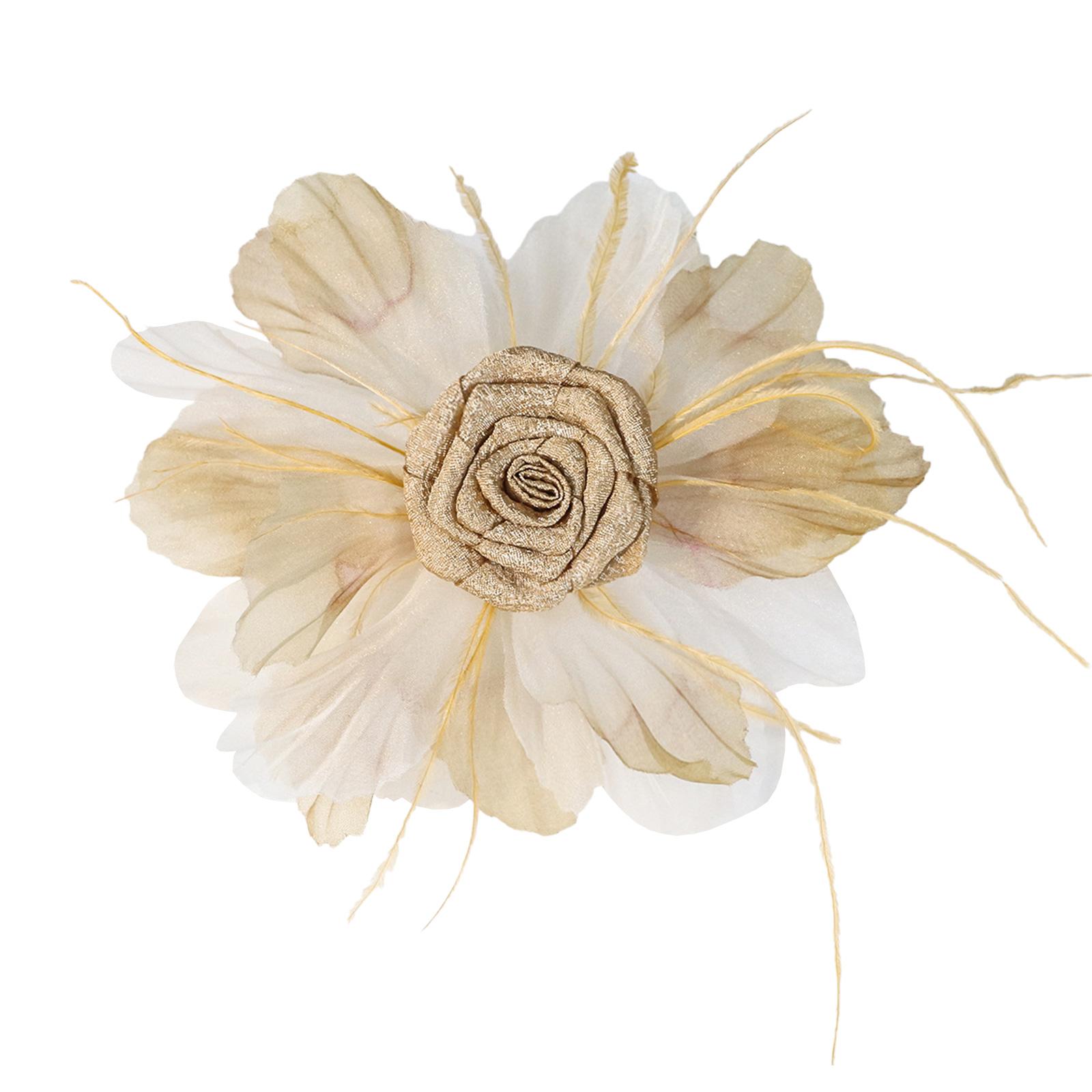 

Цветочная Перьевая Тканевая Аппликация Органза Пришивная Брошь Заколка для Волос для Свадебного/ Вечернего Платья Одежды Брошь 4