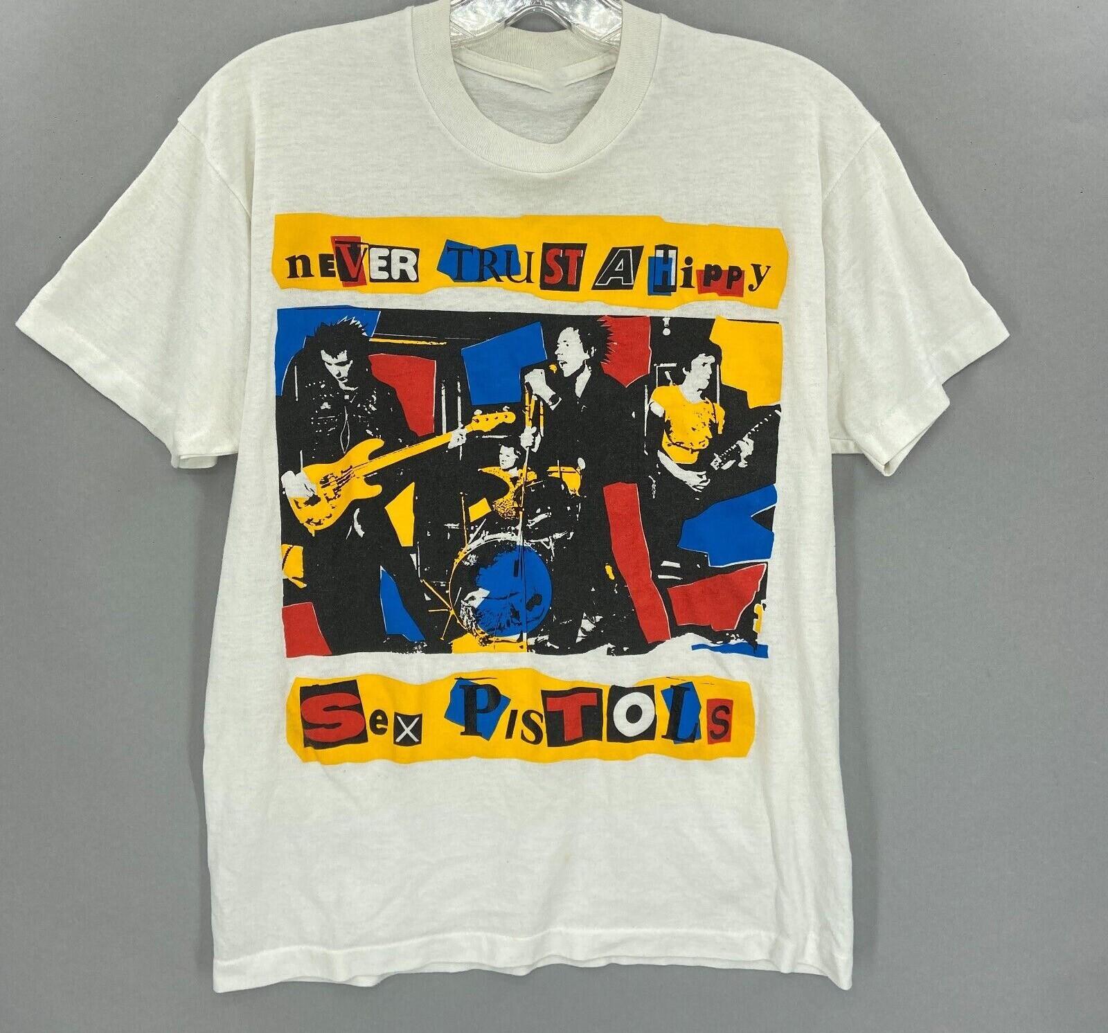 Never Trust A Hippy Sex Pistols Shirt Short Sleeve White Unisex S-5XL EM0305 S